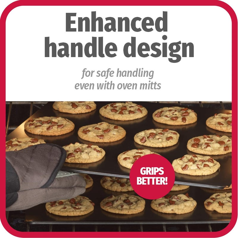 GoodCook AirPerfect 16" x 14" Nonstick Steel Insulated Cookie Sheets, No-Burn Baking Sheets with Large Handles, Set of 2, Gray - Image 4